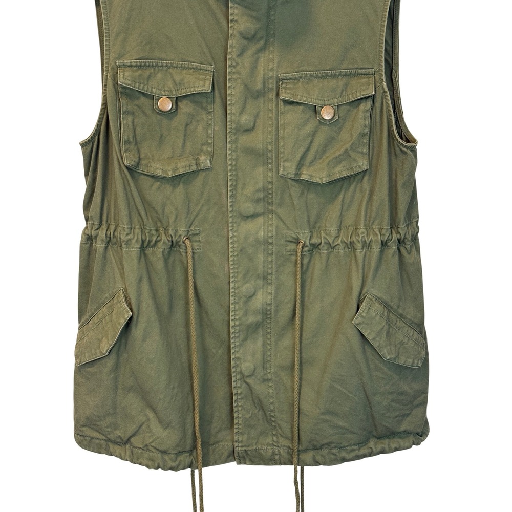 Pleione Army Green Cotton Canvas Sleeveless Vest Size Small - Picture 4 of 9